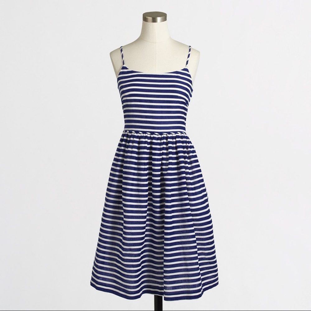 J Crew Navy White Striped Dress Size 4